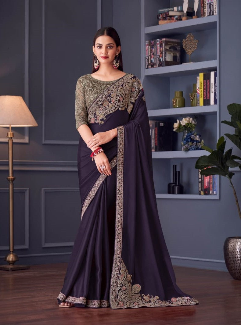 Silver Screen Edition Hits – Florence Sartin Saree with Banglori Silk Blouse (5 Pcs Set) – M.R. Saree Emporium