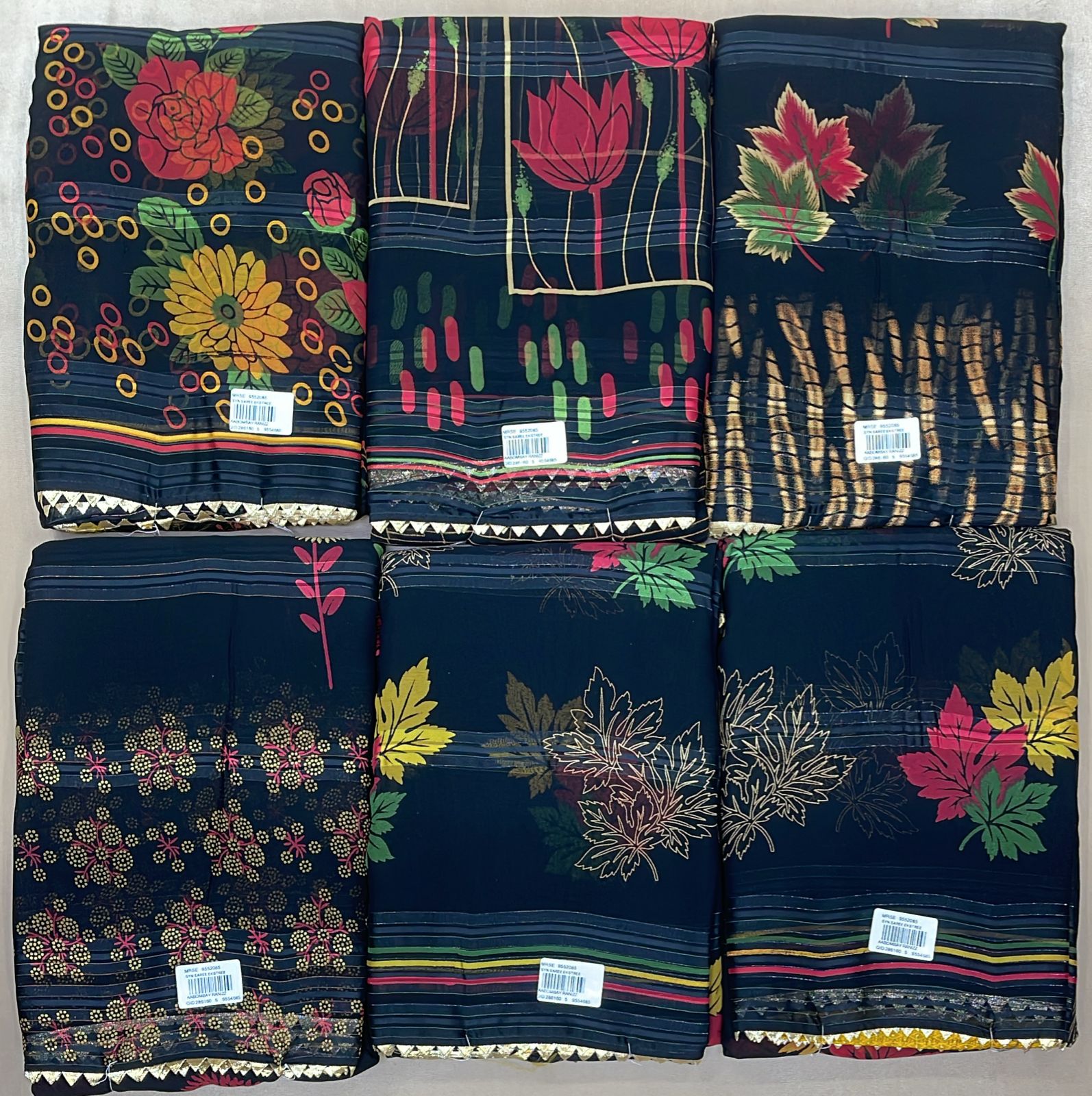 Fancy Printed Chiffon Saree Set of 6 - Wholesale Daily Wear Saree Collection - M.R. Saree Emporium