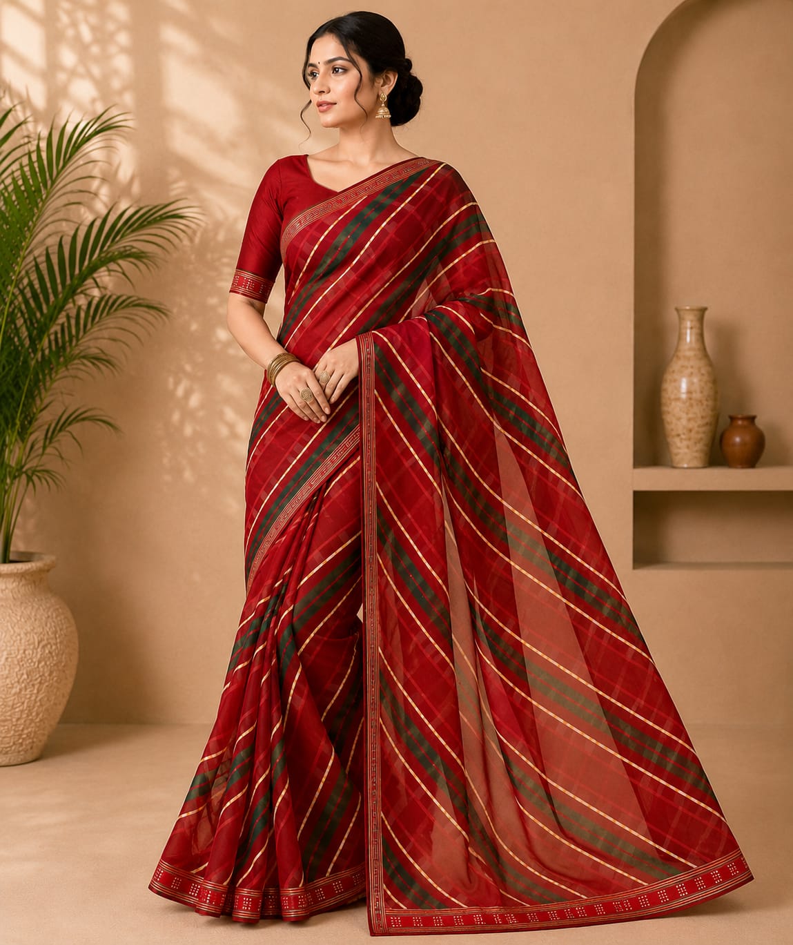 Designer Bandhani Georgette Saree with Fancy Printed Border - Daily Wear Wholesale Saree