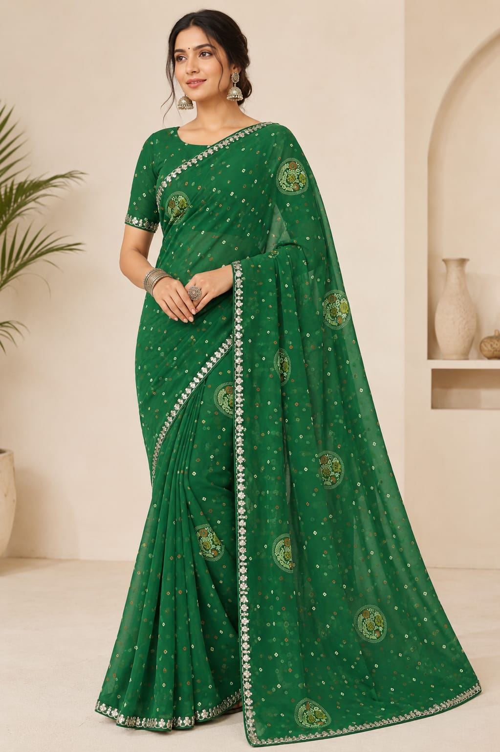 Daily Wear Bandhani Georgette Designer Saree