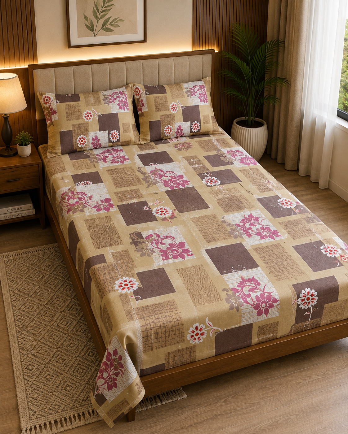 Single Size Printed Bedsheet with 2 Pillow Covers - M.R. Saree Emporium