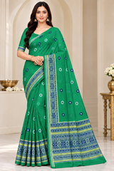 Cotton Traditional Printed Saree with Designer Woven Border - 15 Pcs Set.
