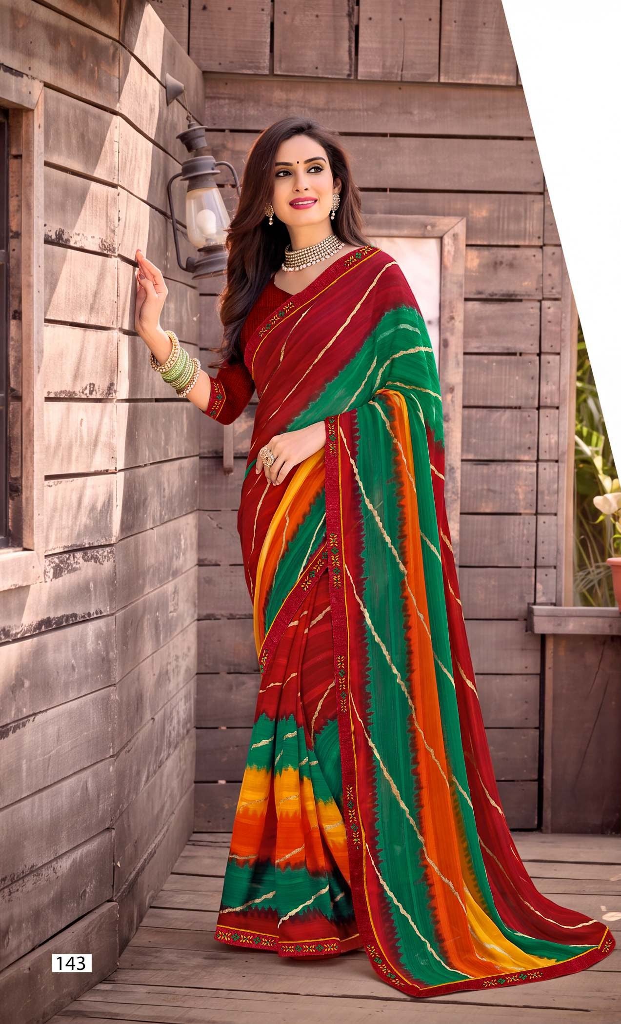 Ladorani Jasmine Designer Saree with Fancy Border 8 Pcs Set