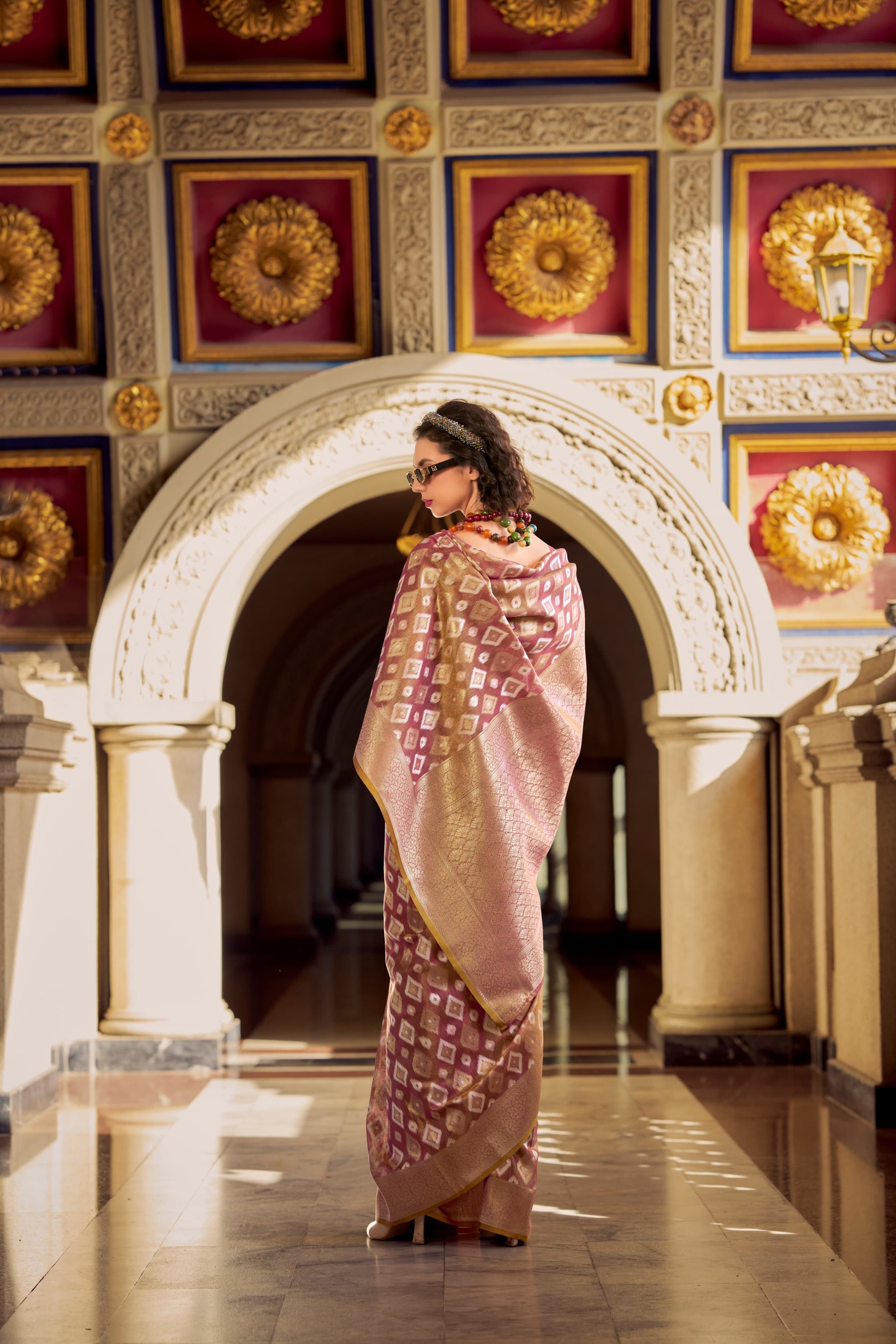 RajPath Fabrics Goldmine Tissue Silk Designer Saree - 6 Pcs Wholesale Set