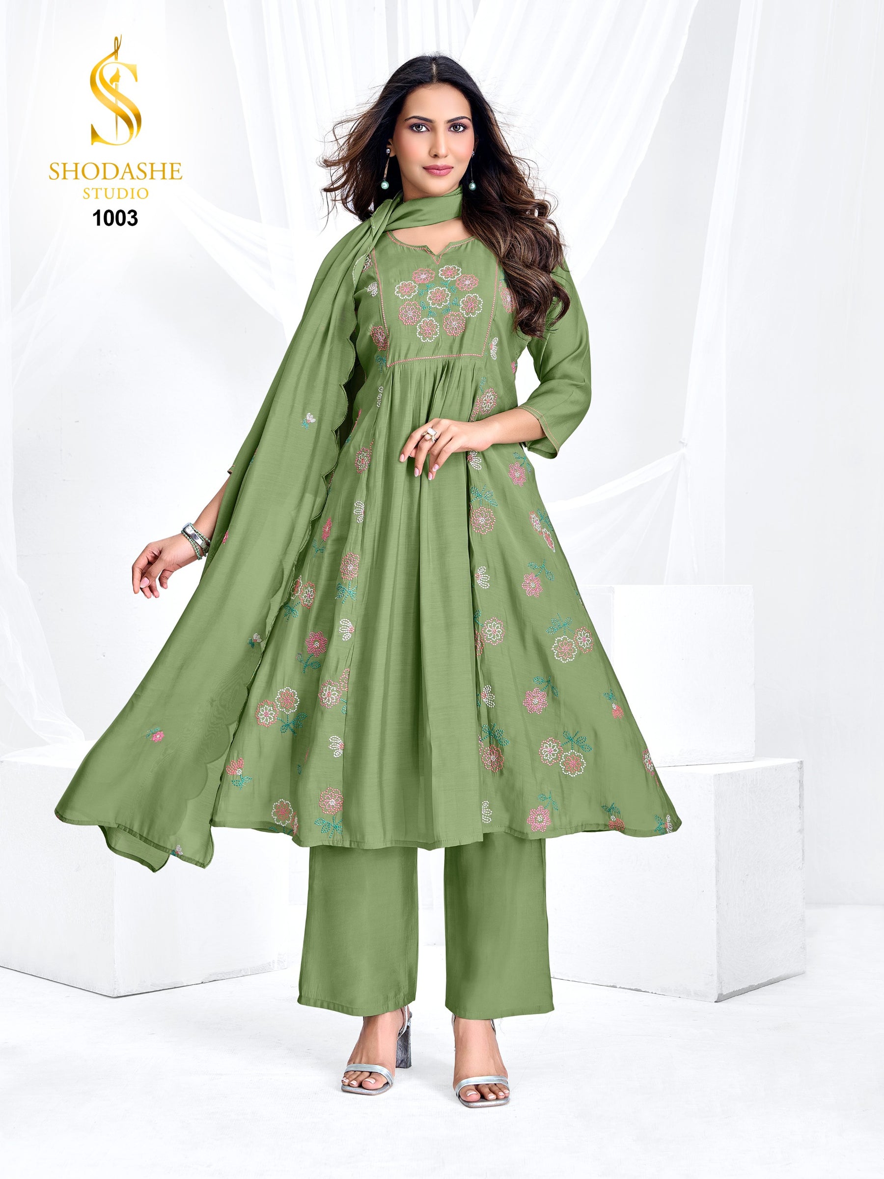 Madhubala MulChanderi Anarkali Suit Set - Designer 3 Piece L to 3XL