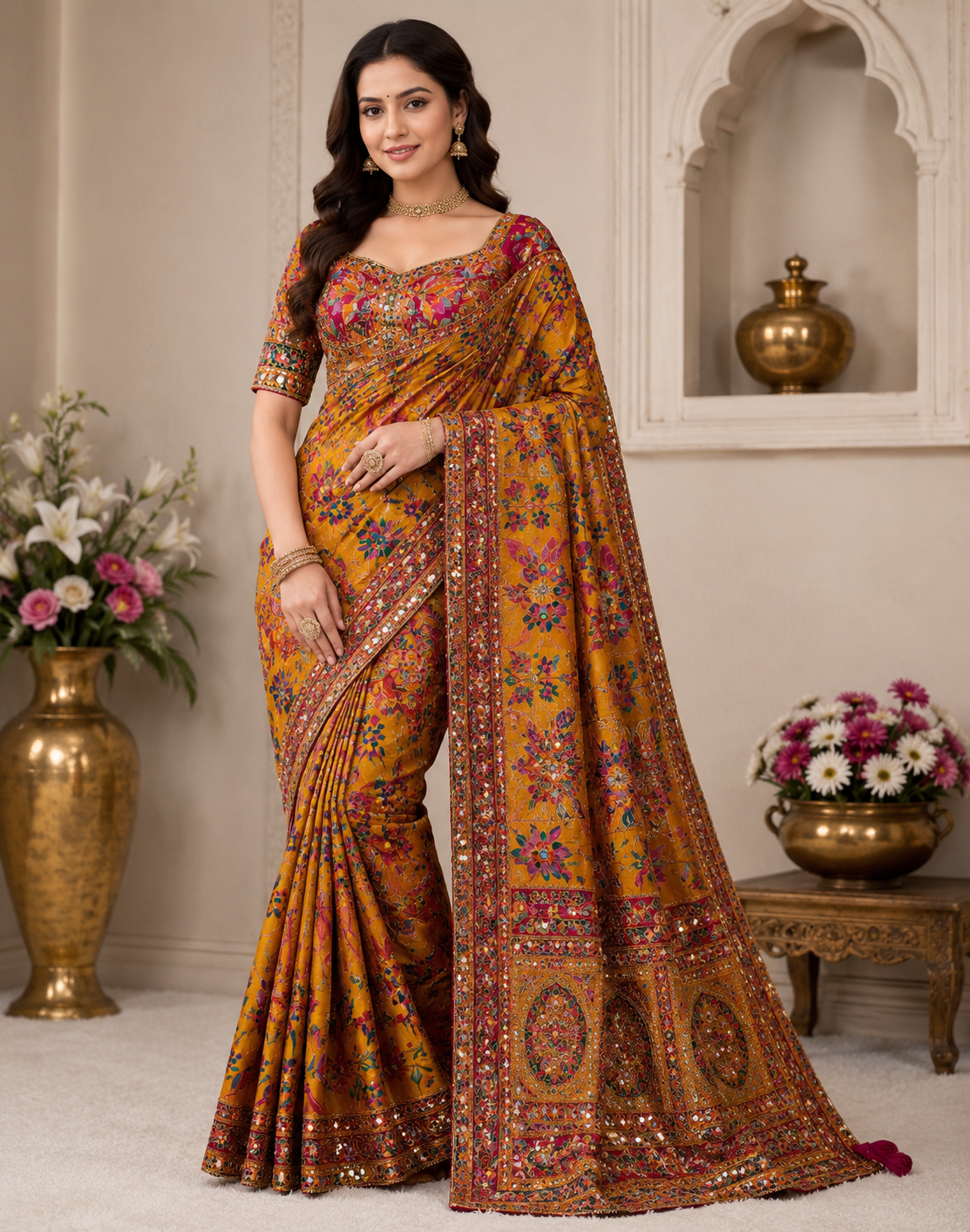 Premium Silk Heavy Work Saree with Ready Blouse