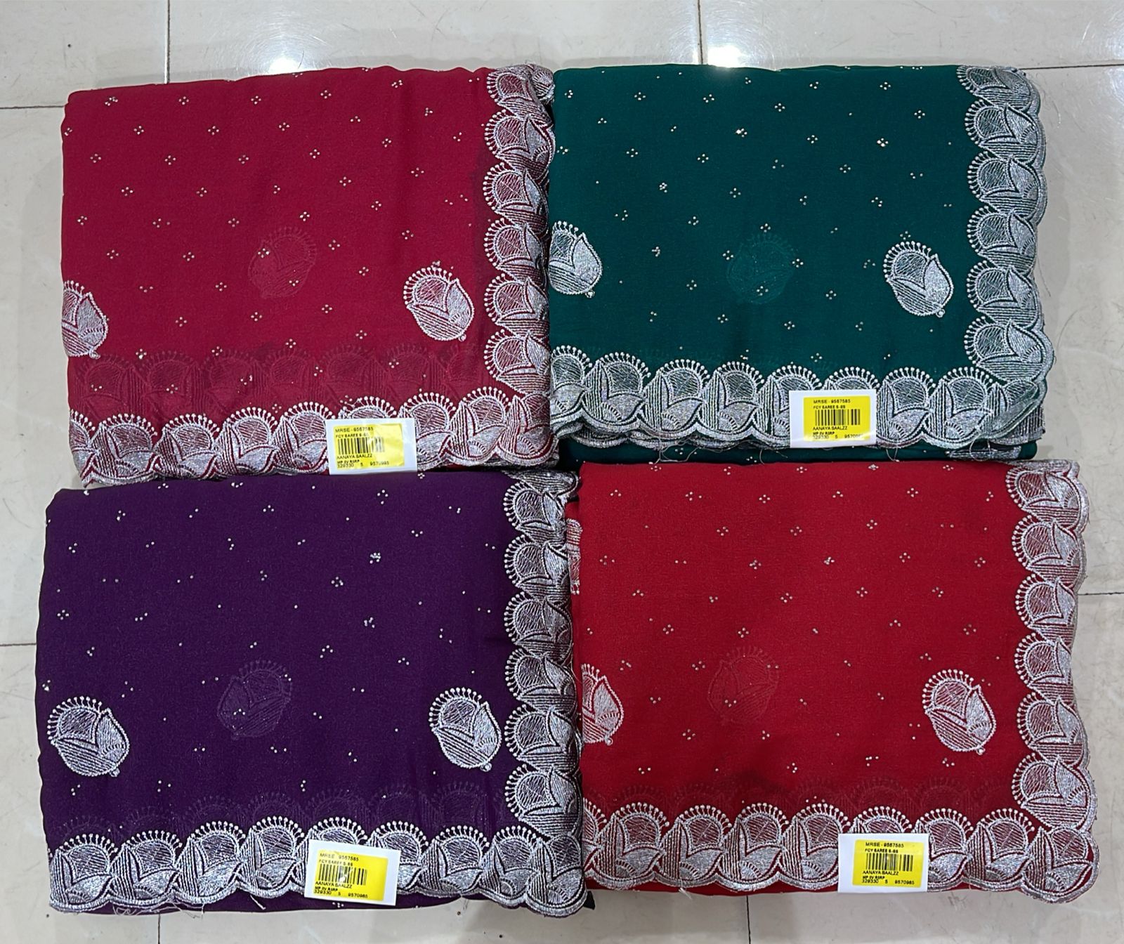 Fendi Fancy Work Saree Set with Embroidered Border (4 Colors) Lightweight Party & Daily Wear - M.R. Saree Emporium