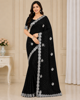 Fendi Fancy Work Saree Set with Embroidered Border (4 Colors) Lightweight Party & Daily Wear - M.R. Saree Emporium