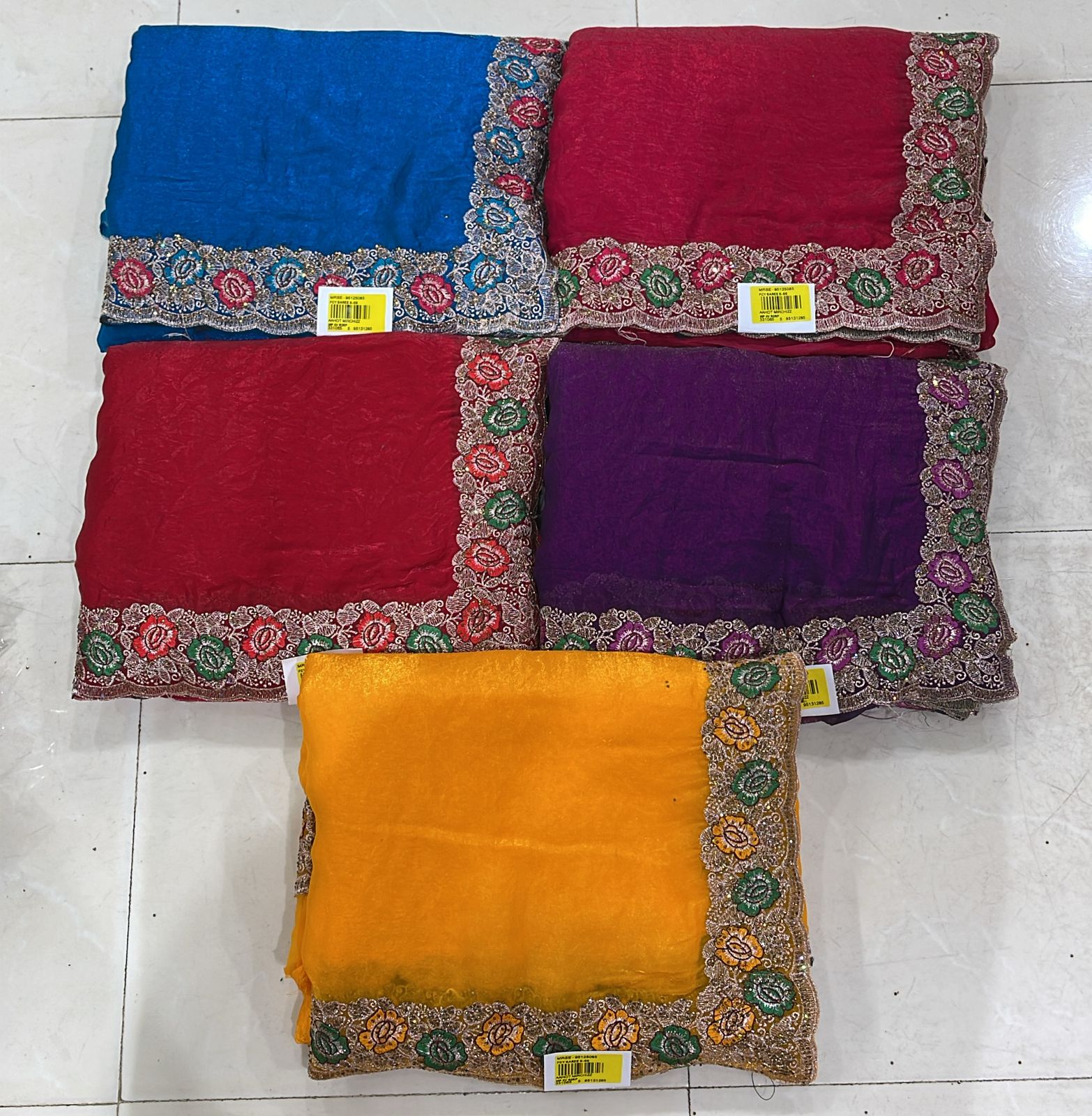 Fancy Satin Saree Set with Designer Embroidered Border (5 Colors) Party Wear Elegant Collection - M.R. Saree Emporium