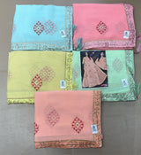 Designer Chiffon Saree with Embroidery Motif and Cutwork Lace Border - Elegant Party Wear Fancy Saree Collection (5 Colors Set) - M.R. Saree Emporium