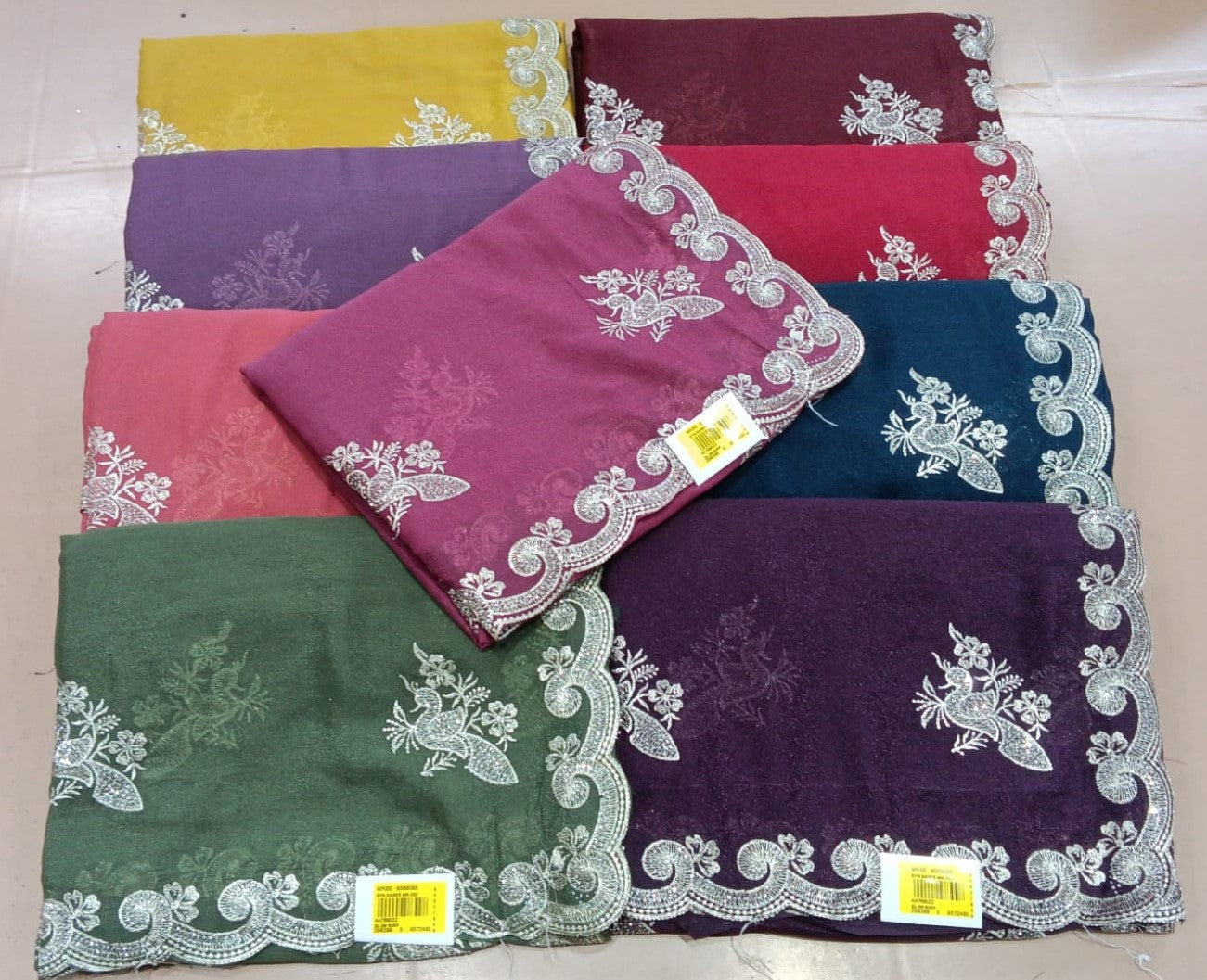 Fancy Embroidered Saree with Heavy Lace Border – 9 Pcs Set-M.R. Saree Emporium