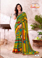 Ladorani Jugni Designer Saree with Contrast Border - 8 Pcs Set
