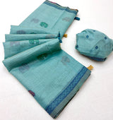 RajYog RajMata Tapti Cotton Saree with Fancy Jamdani Weaving 6 pcs set - M.R. Saree Emporium