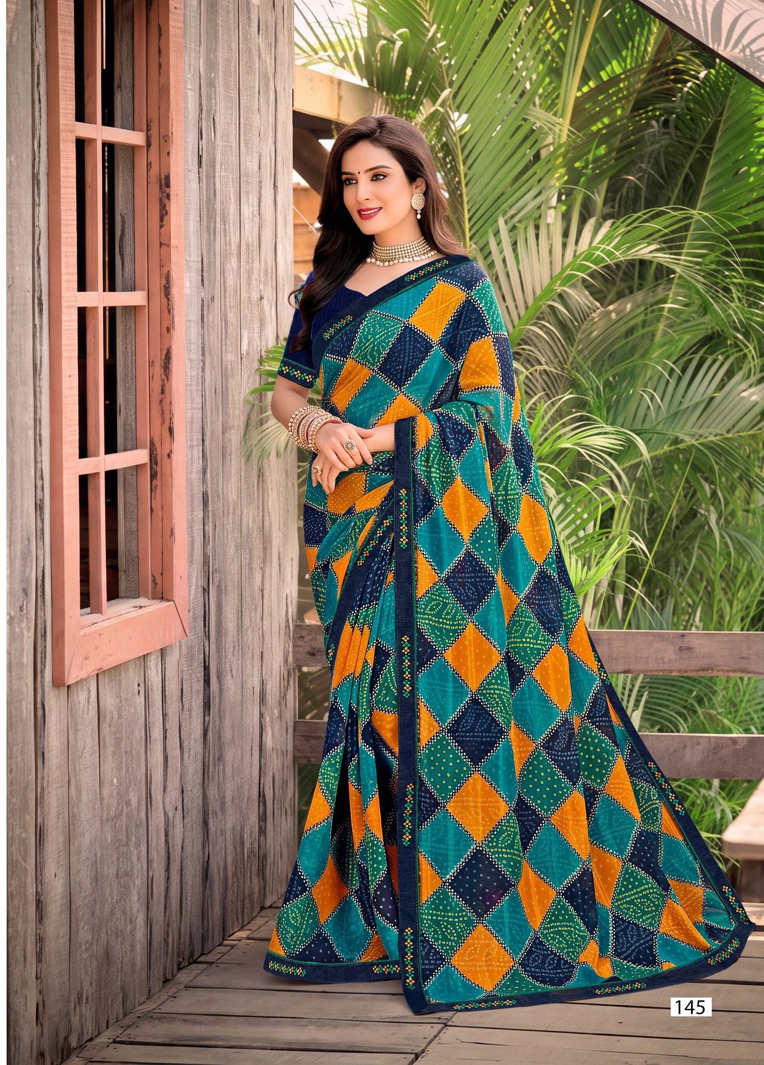 Ladorani Jasmine Designer Saree with Fancy Border 8 Pcs Set