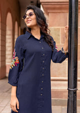 Kadlee Blue Bell Indox Kurti Pant Set - 6 PCS Set - Thread Work Designer Collection - M.R. Saree Emporium