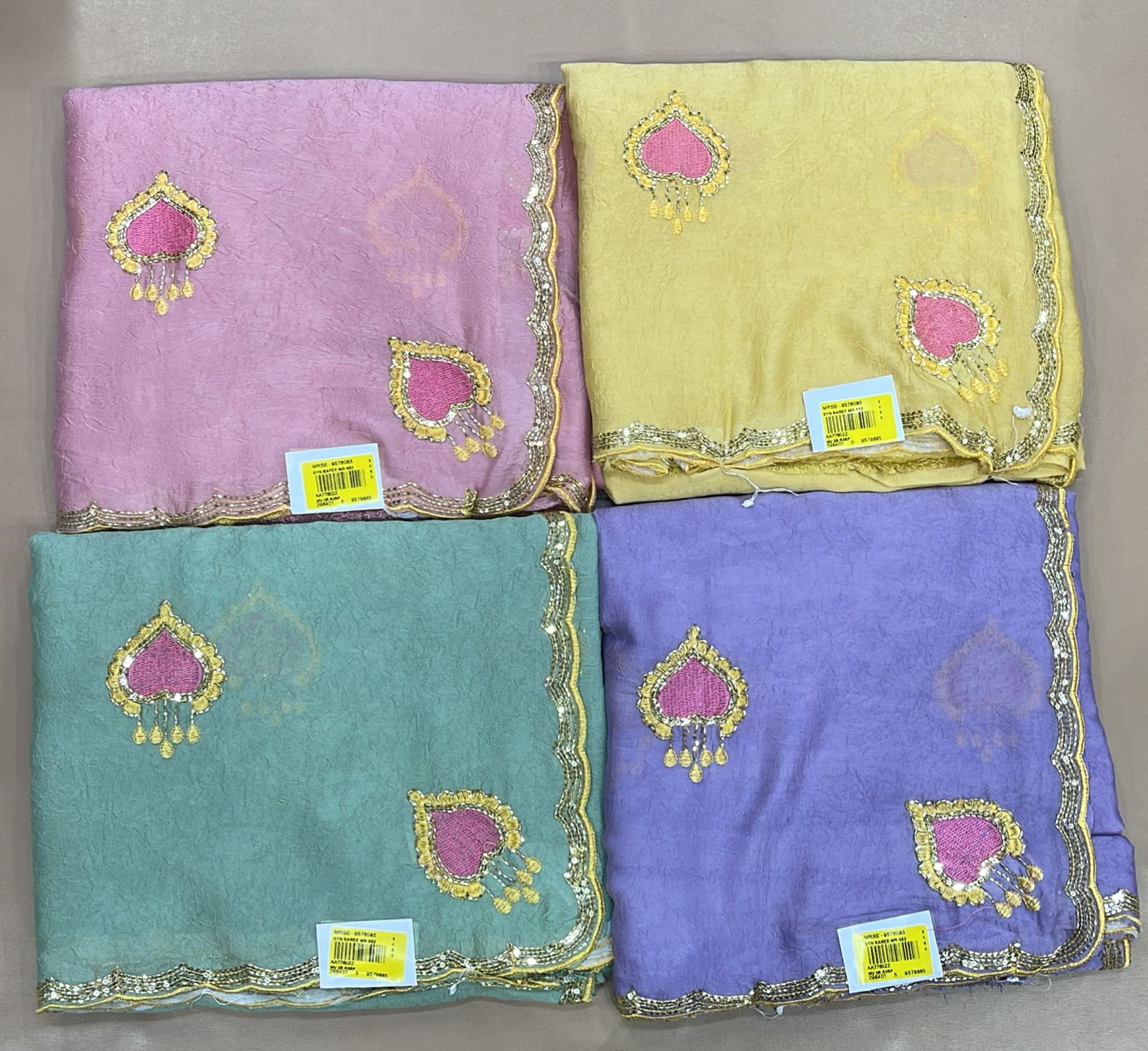 Elegant Embroidered Chiffon Saree Set (4 Colors) – Lightweight Party Wear - M.R. Saree Emporium