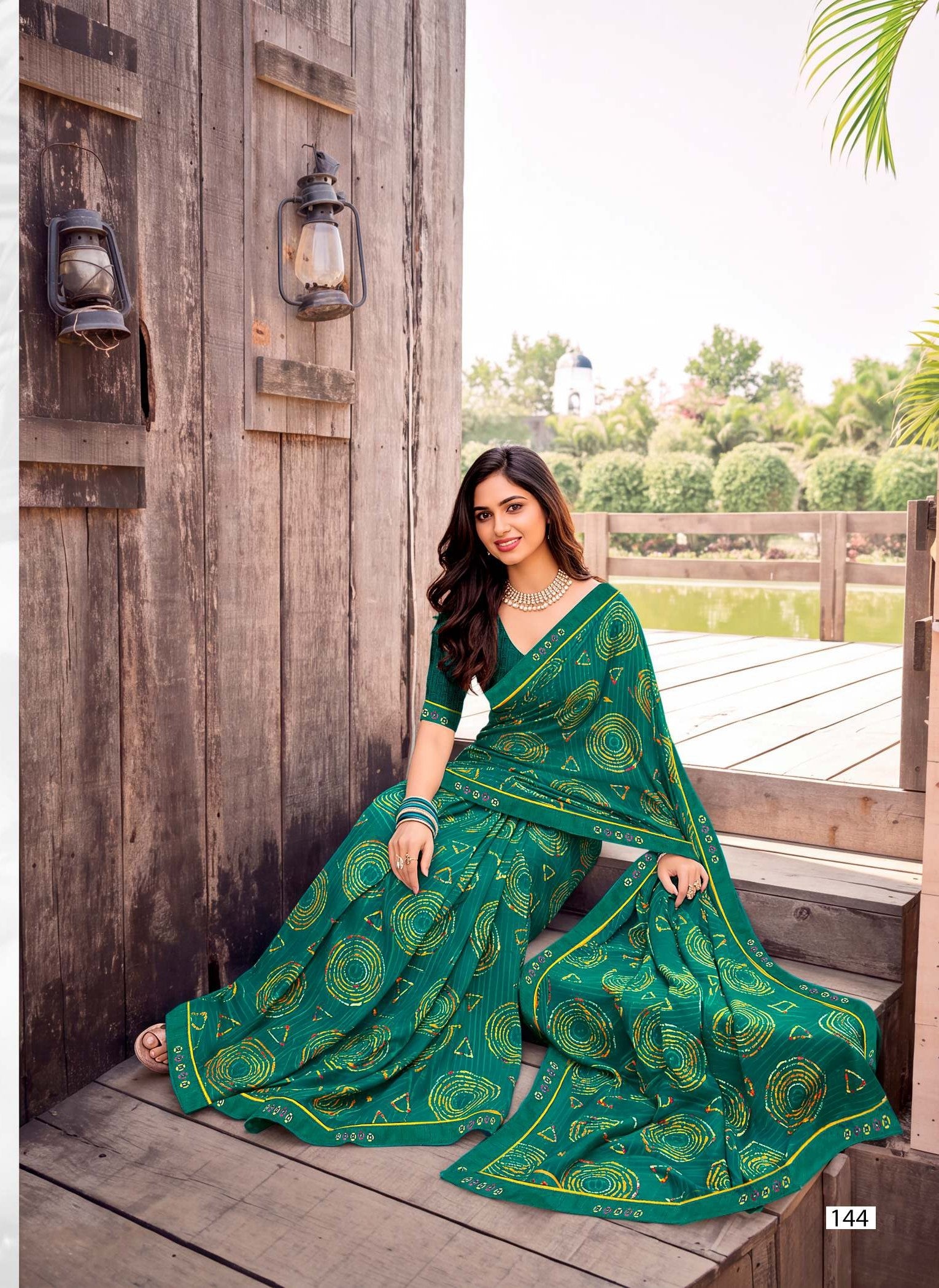 Ladorani Jasmine Designer Saree with Fancy Border 8 Pcs Set