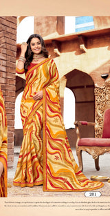 Ladorani Crazy Lemon Printed Designer Saree - 8 PCS Set