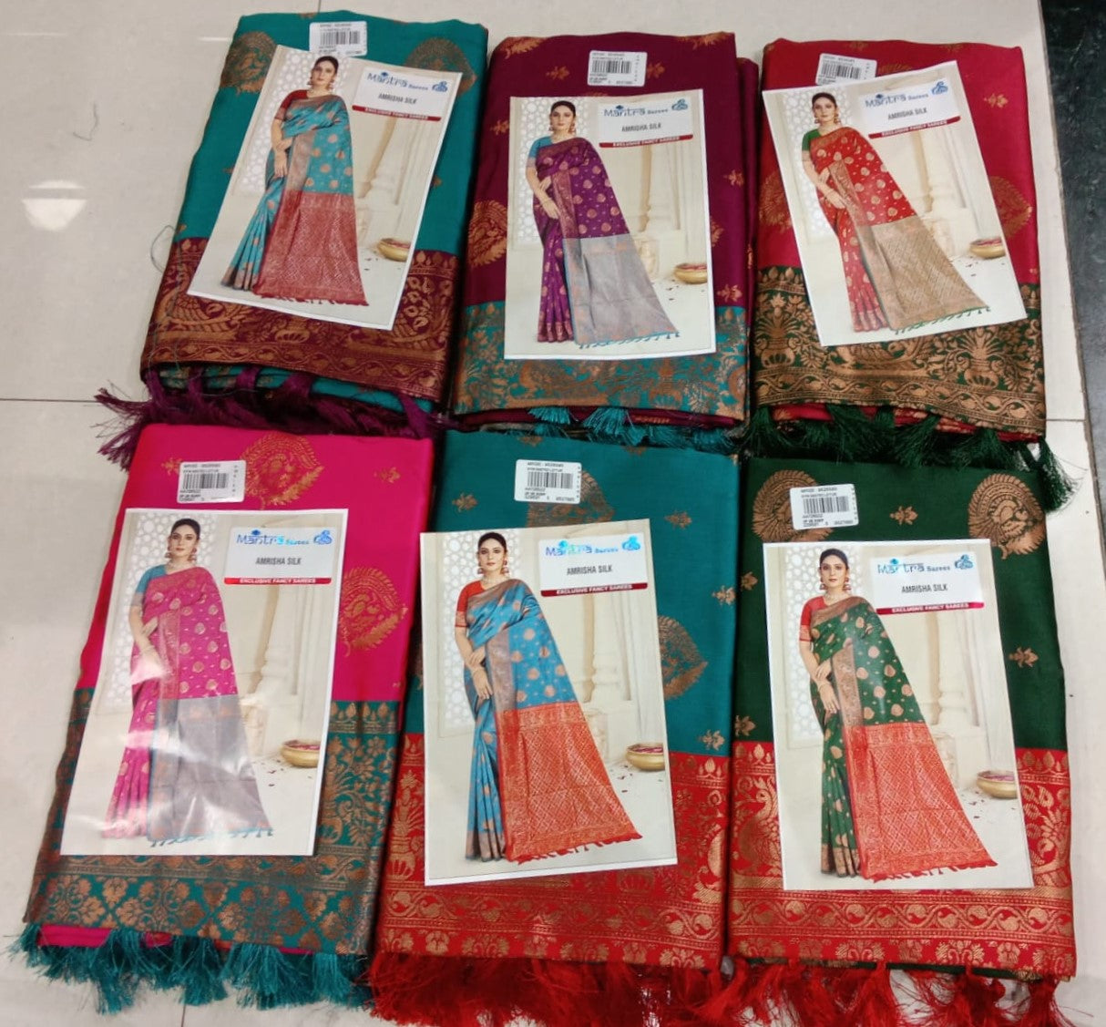 Premium Lichi Silk-04 Saree with Traditional Zari Work – 6 Pcs Set-M.R. Saree Emporium