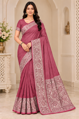 Cotton Green Traditional Jacquard Border Saree - 15 Pcs Set.