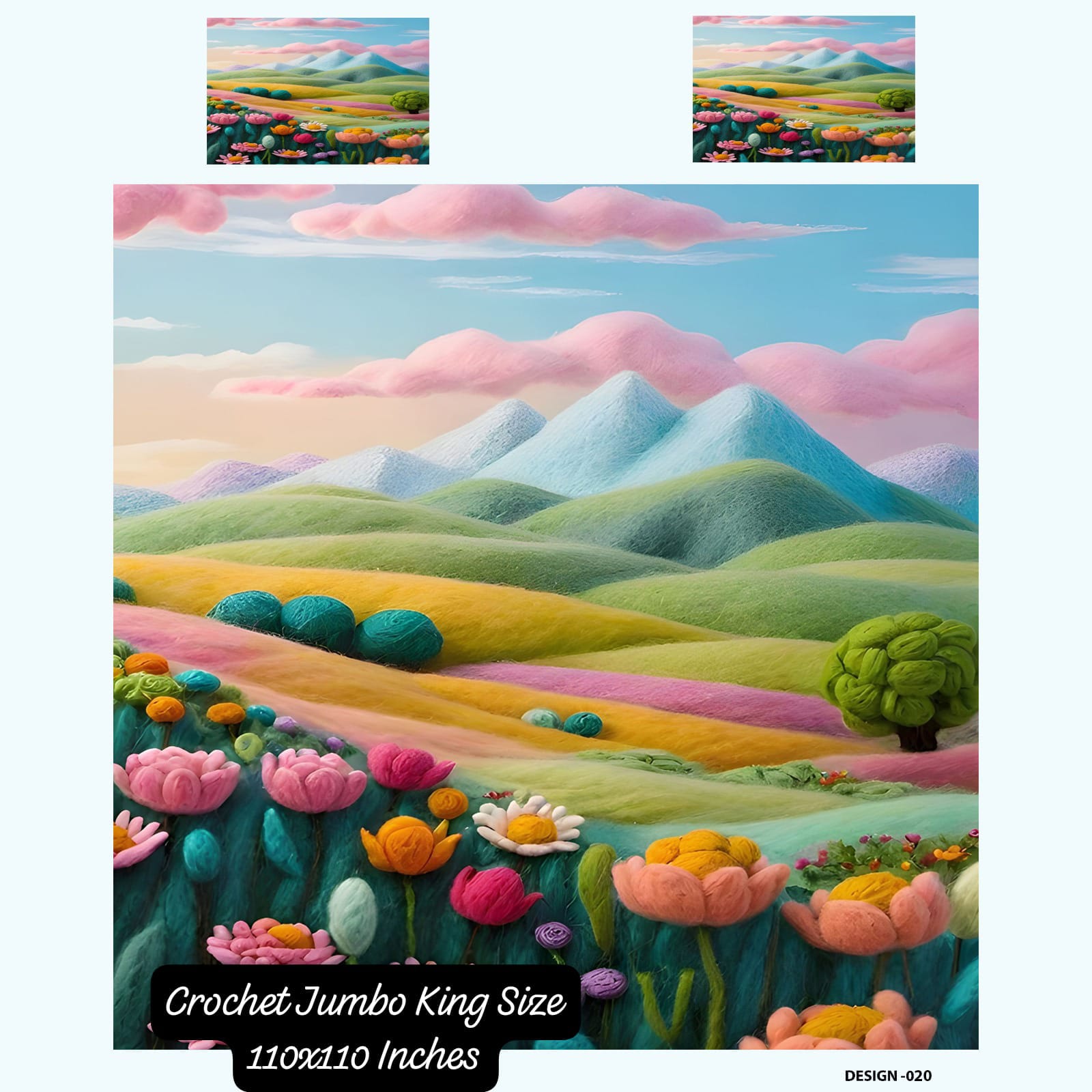 7D Crochet Jumbo King Size Bedsheet 110x110 Inches – M.R. Saree Emporium