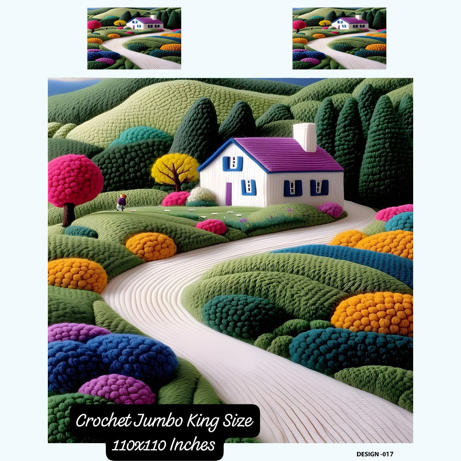 7D Crochet Jumbo King Size Bedsheet 110x110 Inches – M.R. Saree Emporium