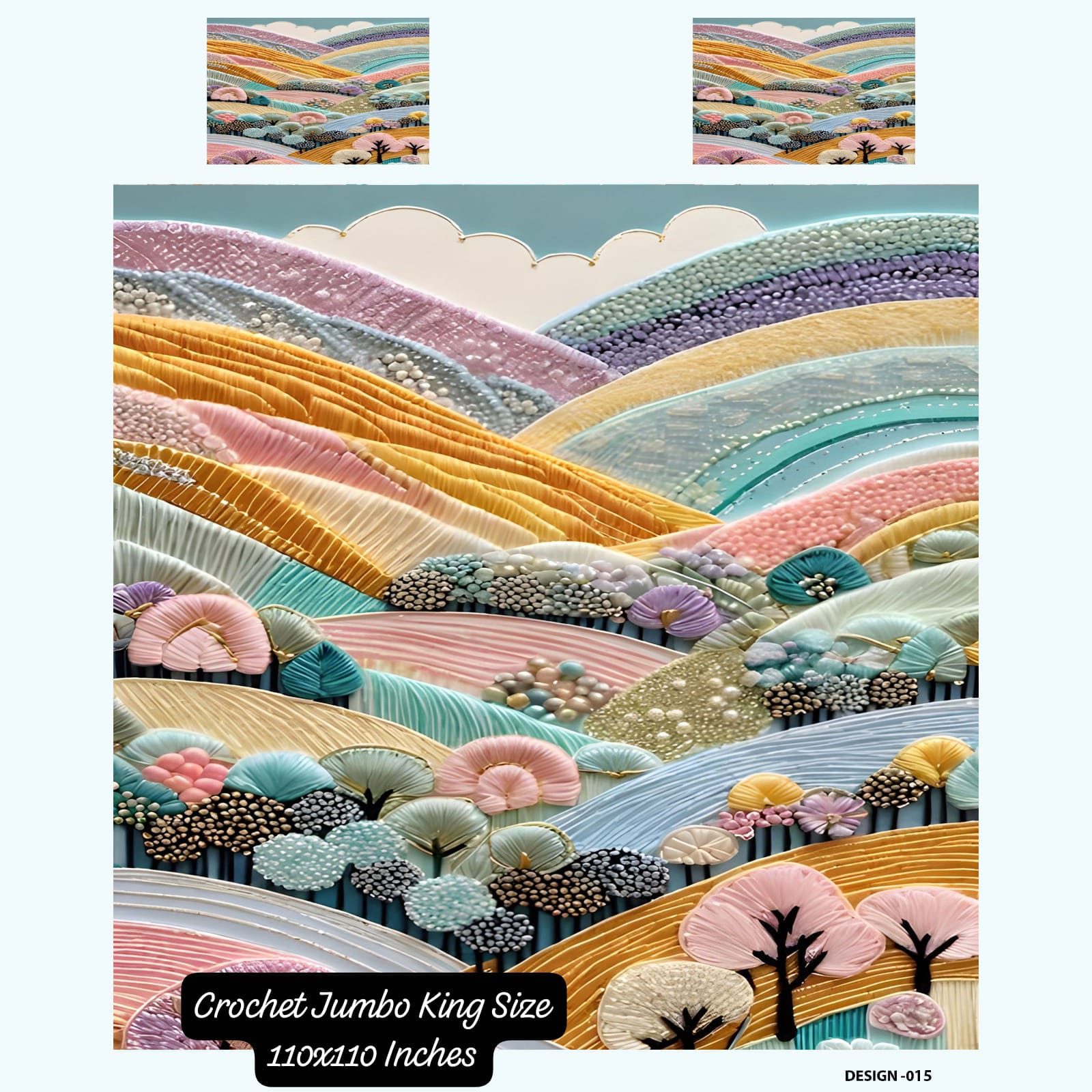 7D Crochet Jumbo King Size Bedsheet 110x110 Inches – M.R. Saree Emporium