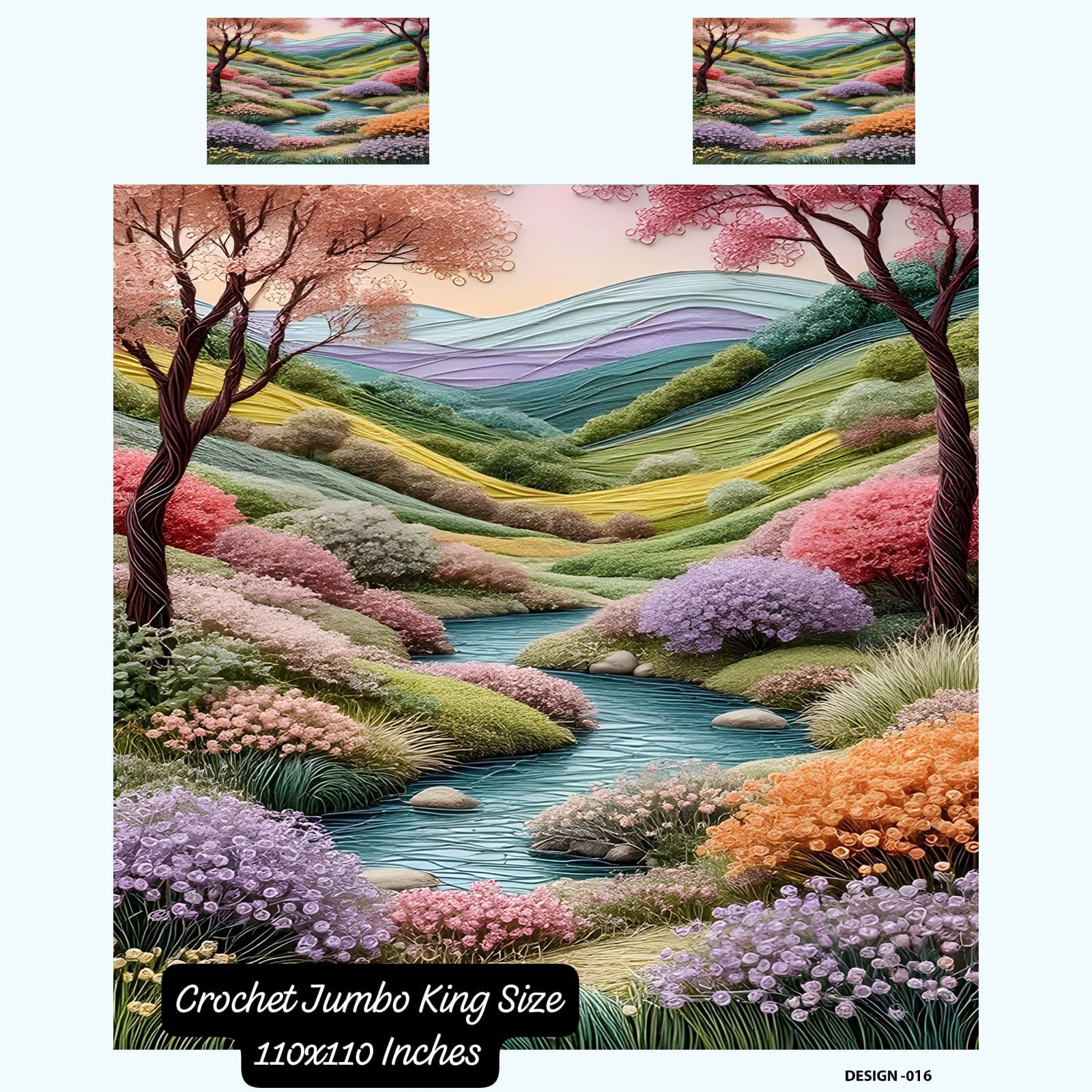 7D Crochet Jumbo King Size Bedsheet 110x110 Inches – M.R. Saree Emporium