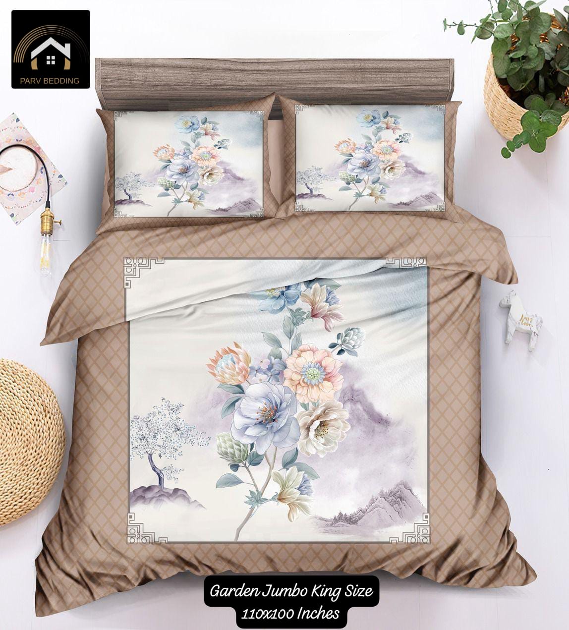 7D Garden Jumbo King Size Bedsheet 110x110 Inches – M.R. Saree Emporium