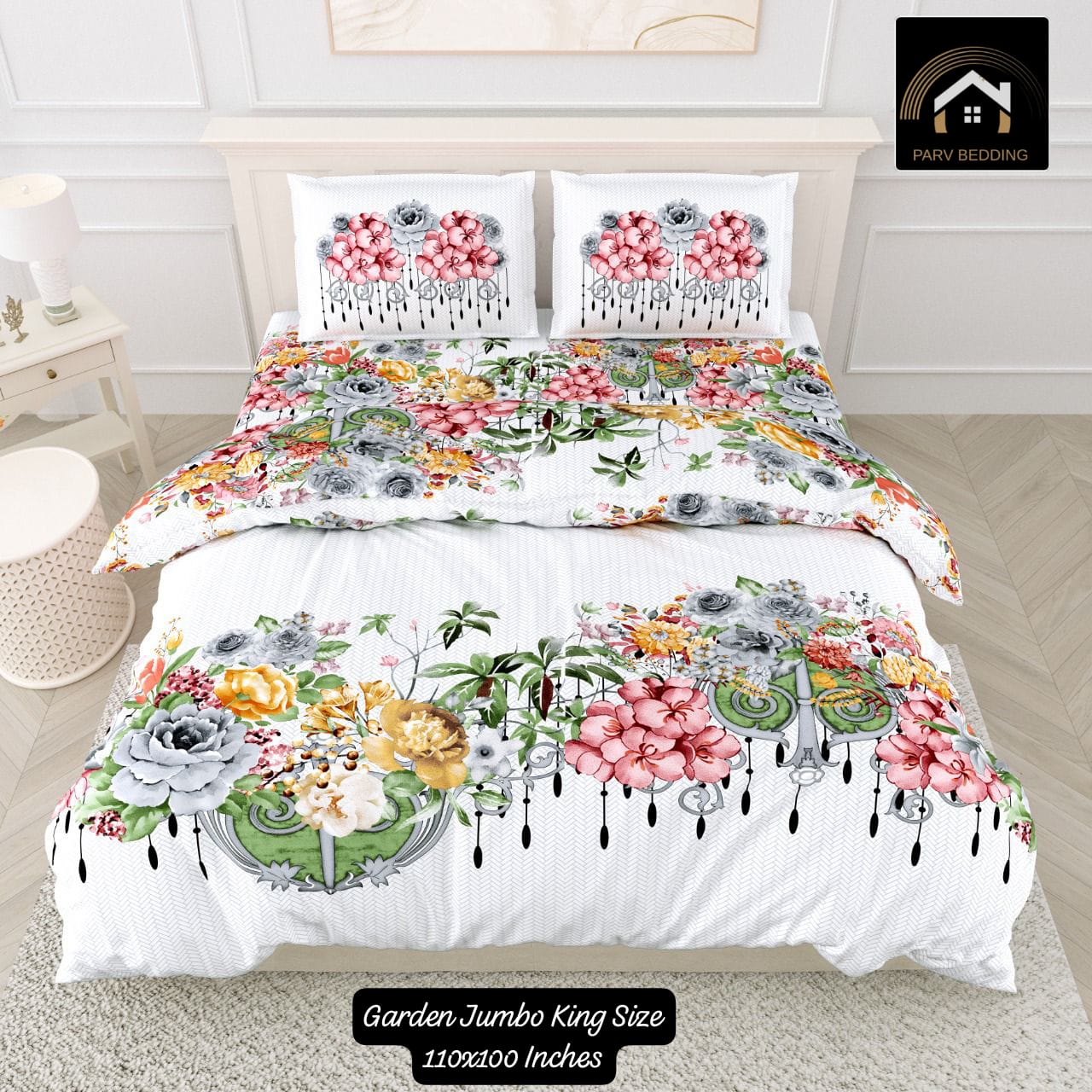 7D Garden Jumbo King Size Bedsheet 110x110 Inches – M.R. Saree Emporium