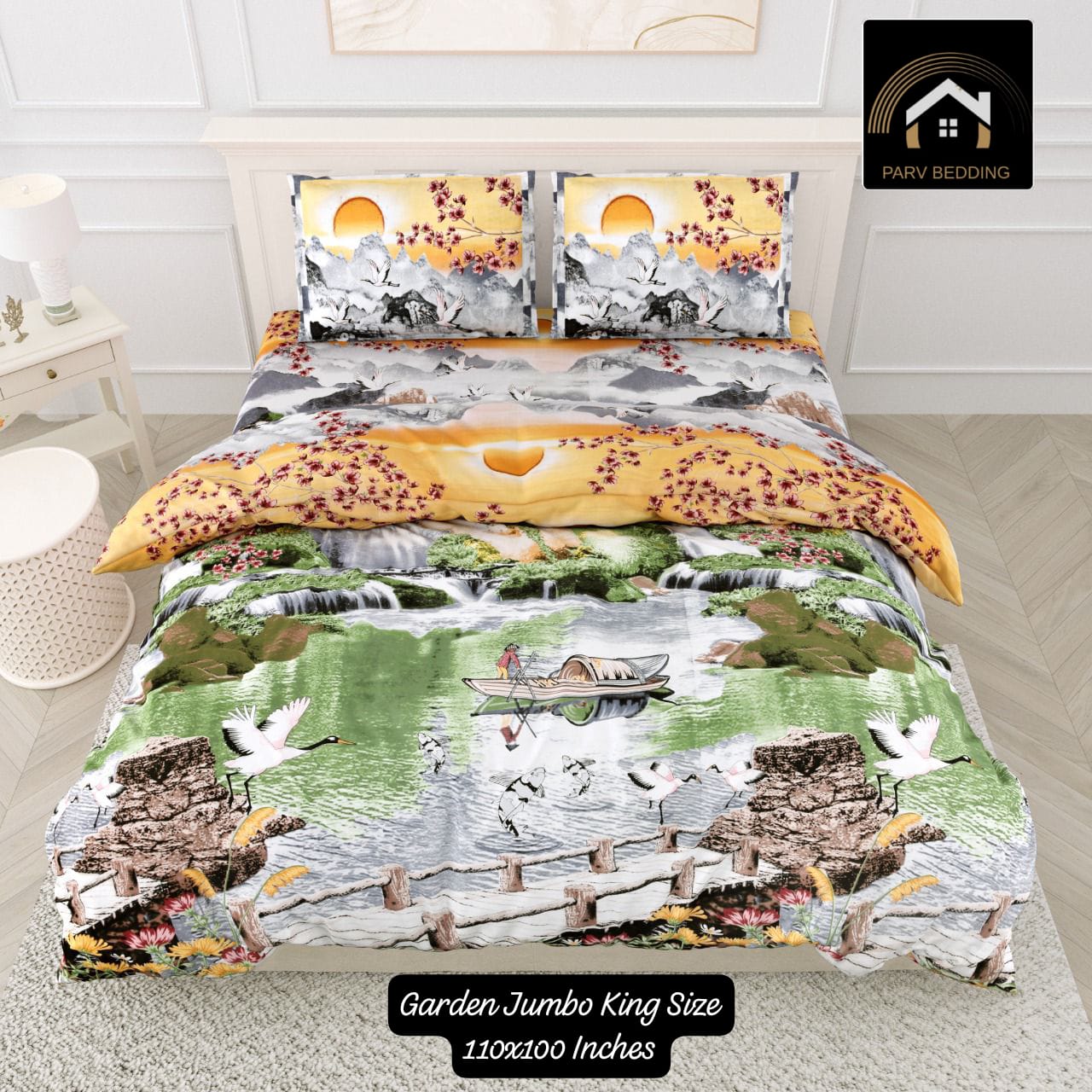 7D Garden Jumbo King Size Bedsheet 110x110 Inches – M.R. Saree Emporium