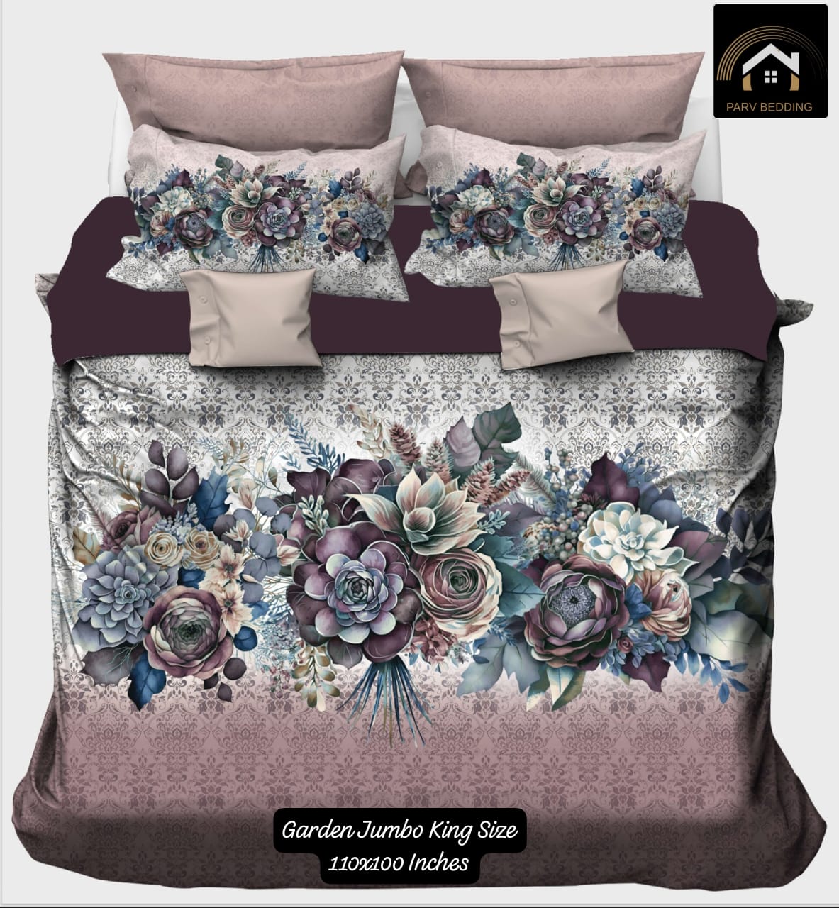 7D Garden Jumbo King Size Bedsheet 110x110 Inches – M.R. Saree Emporium