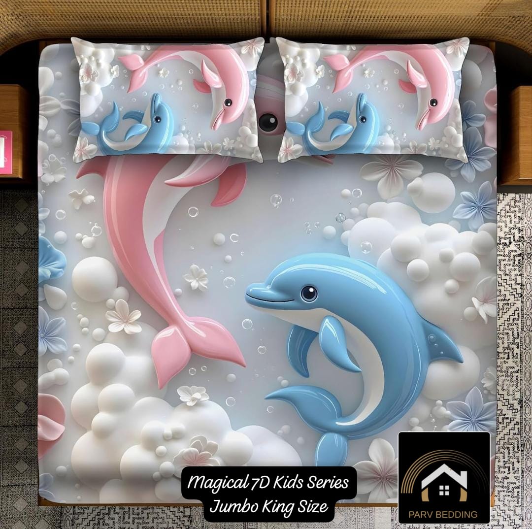 7D Magical 7d Kides Series Jumbo King Size Bedsheet 110x110 Inches – M.R. Saree Emporium