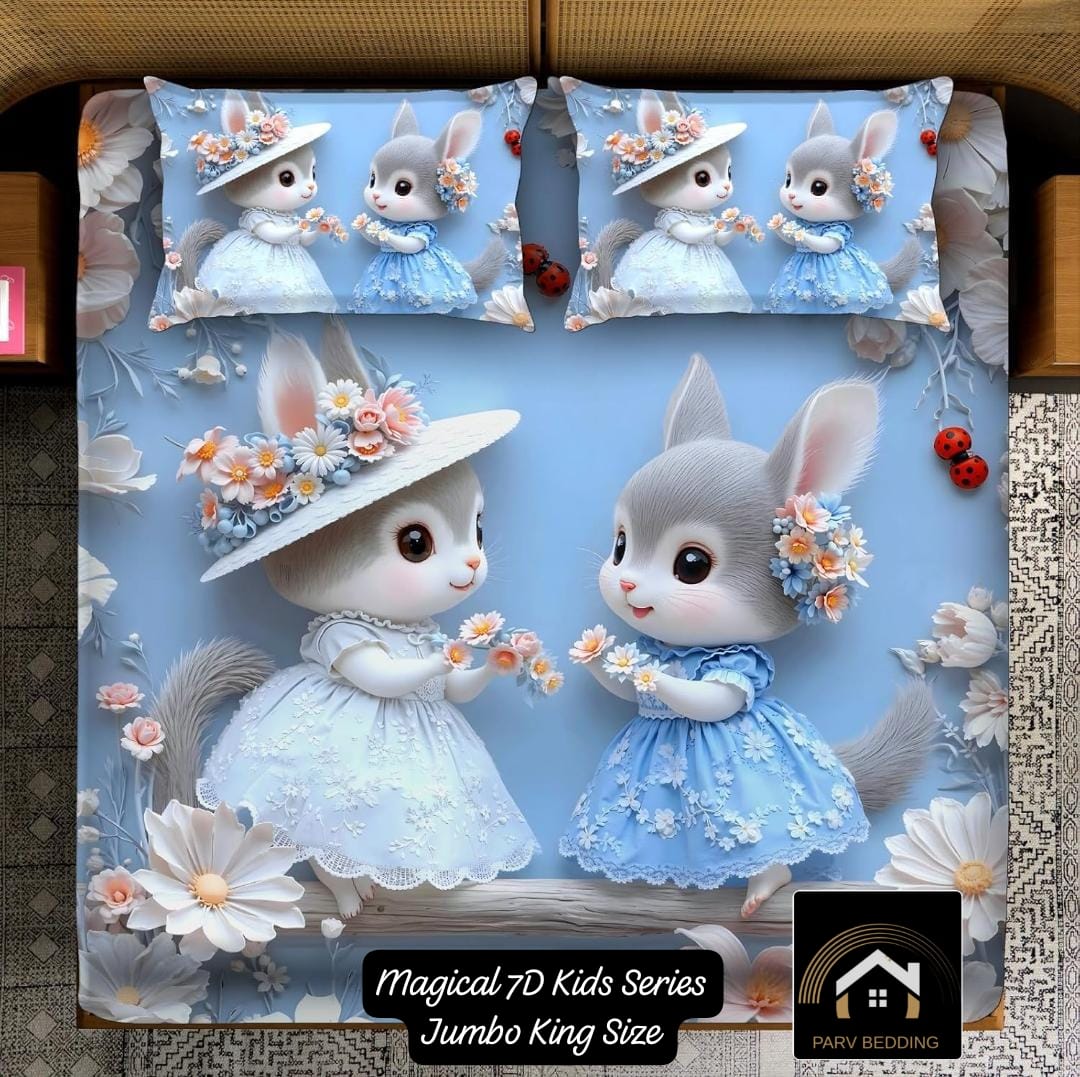 7D Magical 7d Kides Series Jumbo King Size Bedsheet 110x110 Inches – M.R. Saree Emporium