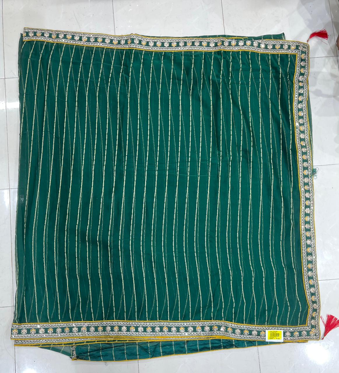 Designer Striped Zari Border Saree 6 Pcs Set – Wedding Party Wear Saree-M.R. Saree Emporium