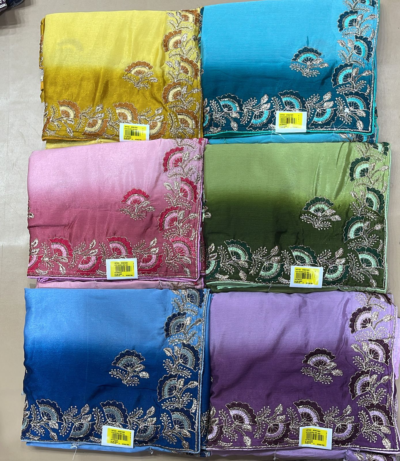 Ekstree Moss Georgette Heavy Embroidery Border Saree Set (6 pcs) – Premium Designer Collection-M.R. Saree Emporium