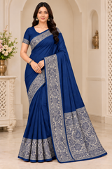 Cotton Green Traditional Jacquard Border Saree - 15 Pcs Set.