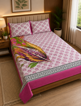 Single Size Printed Bedsheet with 2 Pillow Covers - M.R. Saree Emporium