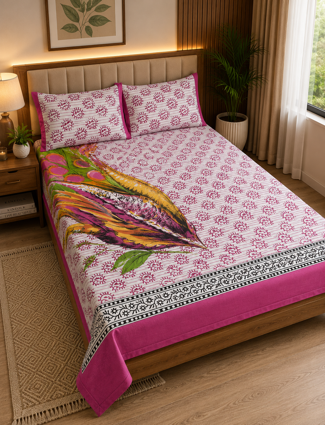 Single Size Printed Bedsheet with 2 Pillow Covers - M.R. Saree Emporium