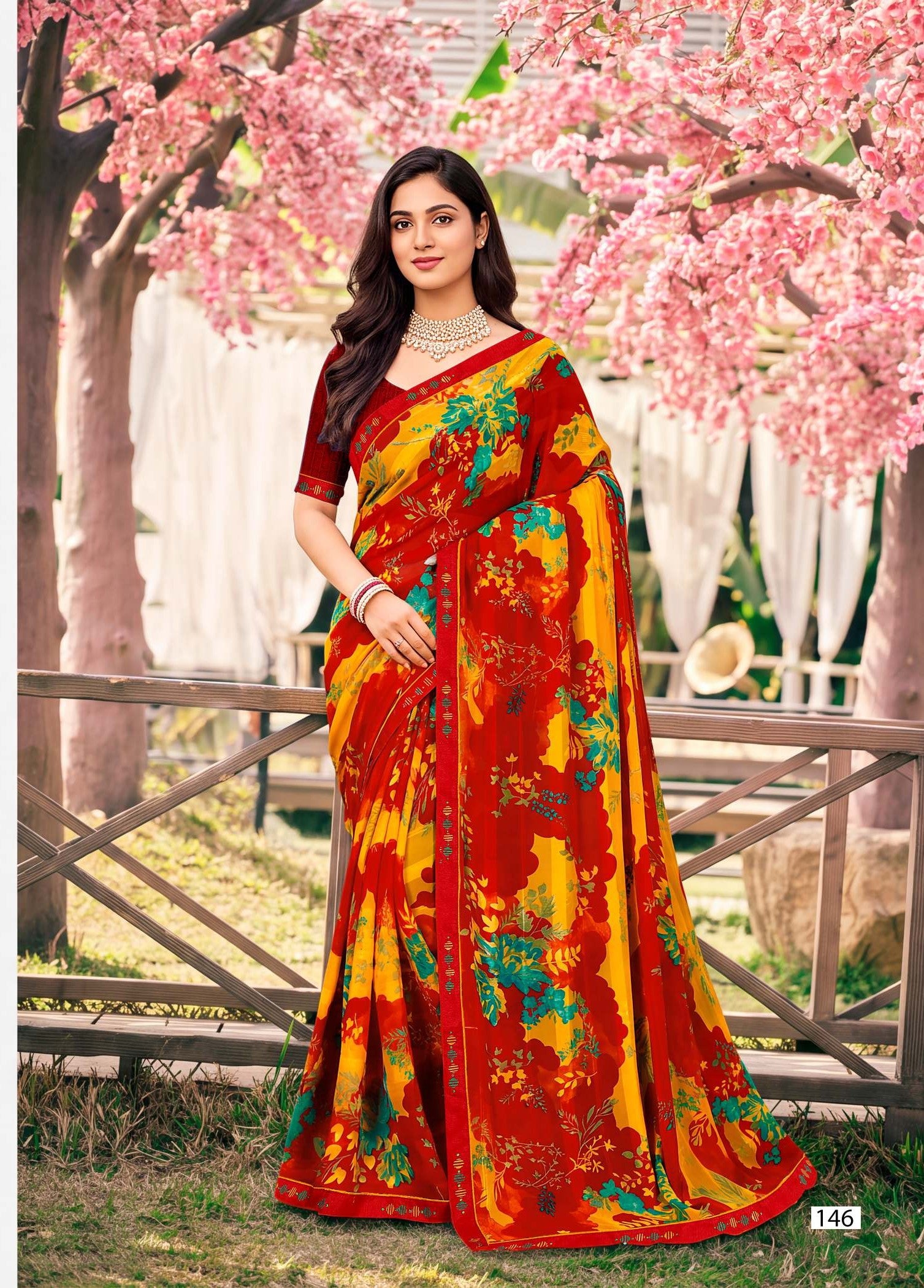 Ladorani Jasmine Designer Saree with Fancy Border 8 Pcs Set