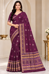 Cotton Traditional Printed Saree with Designer Woven Border - 15 Pcs Set.