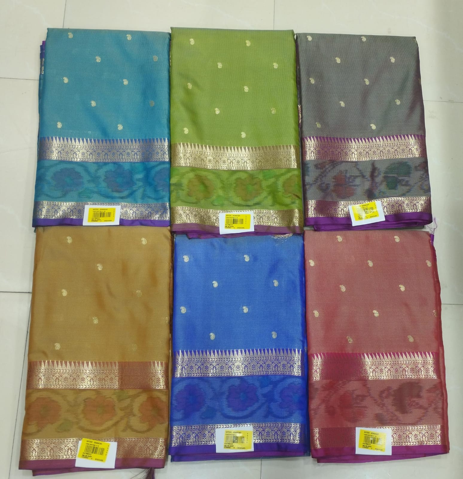 Designer Woven Butta Silk Saree – 6 Pcs Set-M.R. Saree Emporium