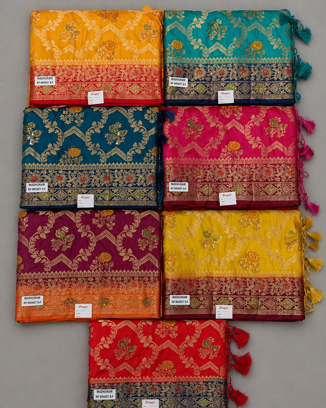 Soft Silk Jacquard Saree Set of 6 with Rich Zari Border – Wholesale Festive Collection - M.R. Saree Emporium