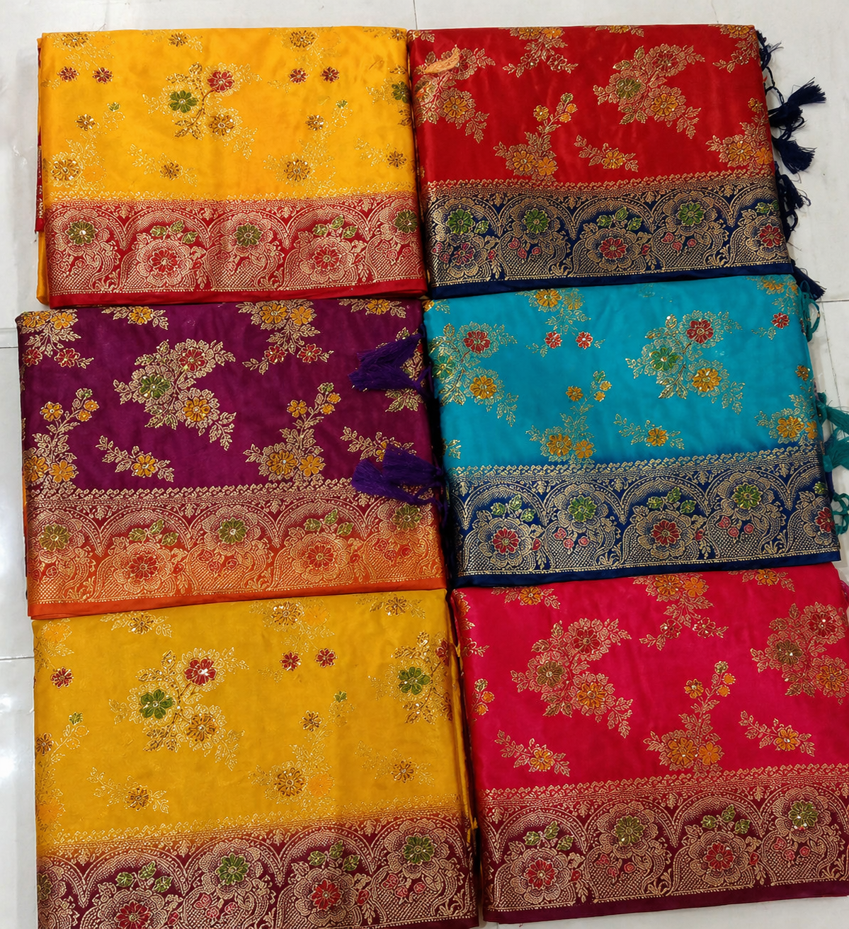 Designer Silk Saree with Multicolor Zari Weaving and Contrast Border - Wedding Festive Party Wear Saree Collection - Minimum Order 6 Pcs - M.R. Saree Emporium