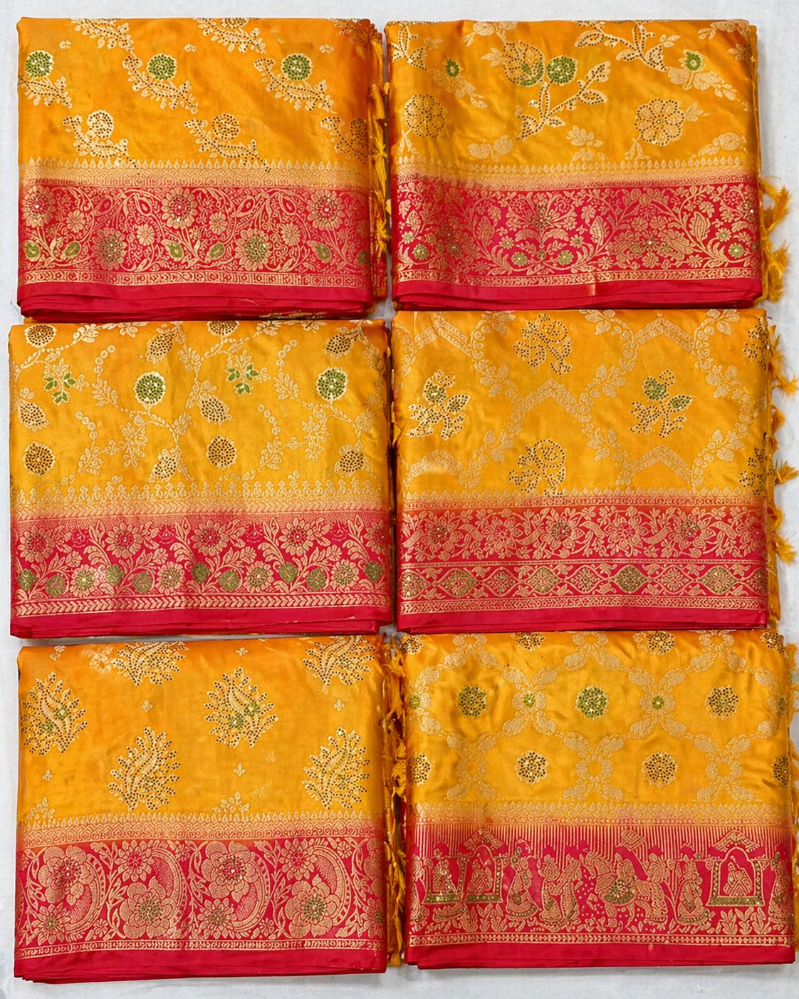 Designer Silk Saree with Golden Zari Weaving and Traditional Border - Wedding Festive Saree Collection - Minimum Order 6 Pcs - M.R. Saree Emporium