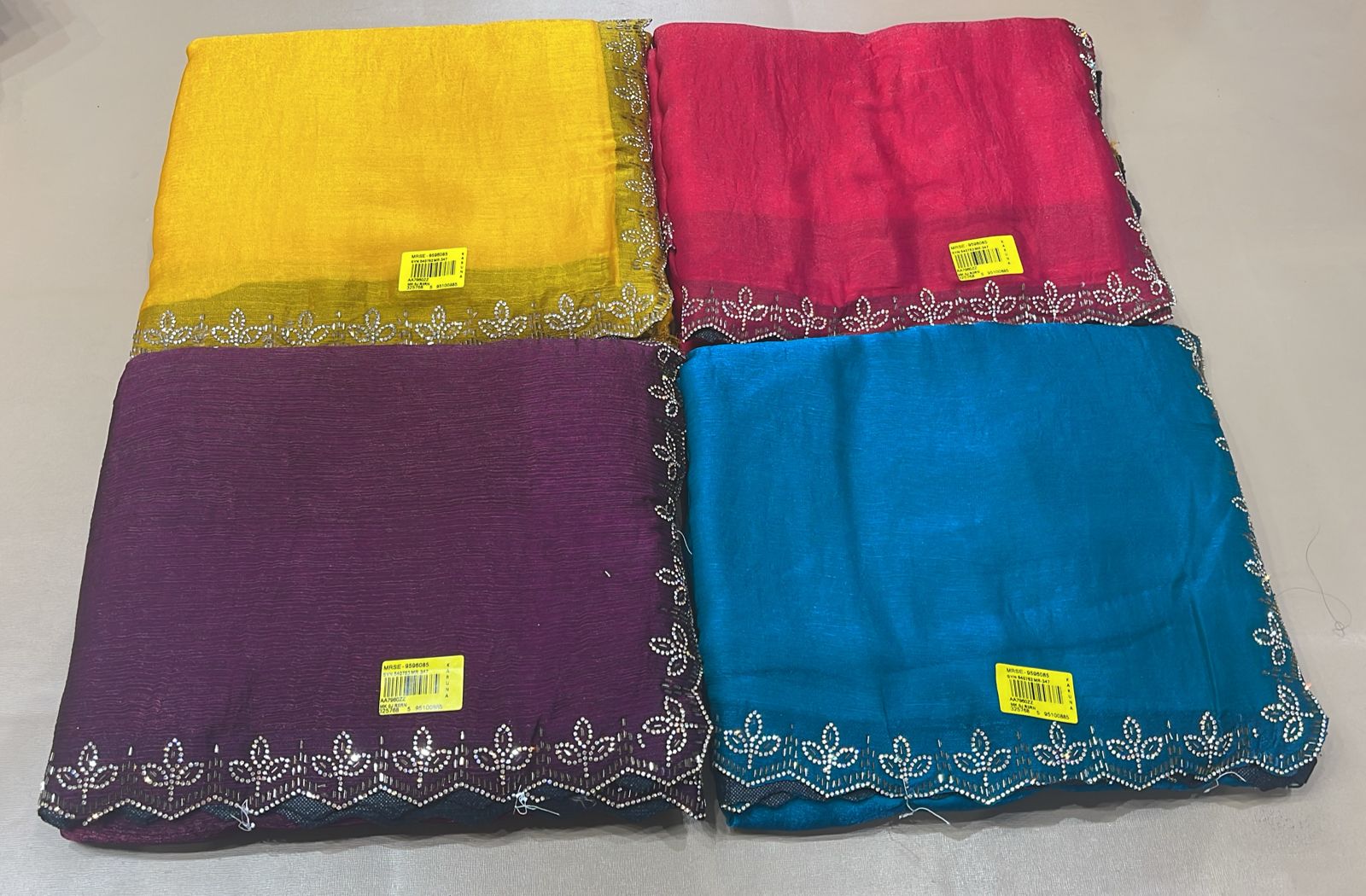 Jimmy Choo Saree with Designer Lace Border - Elegant Party Wear Fancy Saree Collection (4 Colors Set) - M.R. Saree Emporium