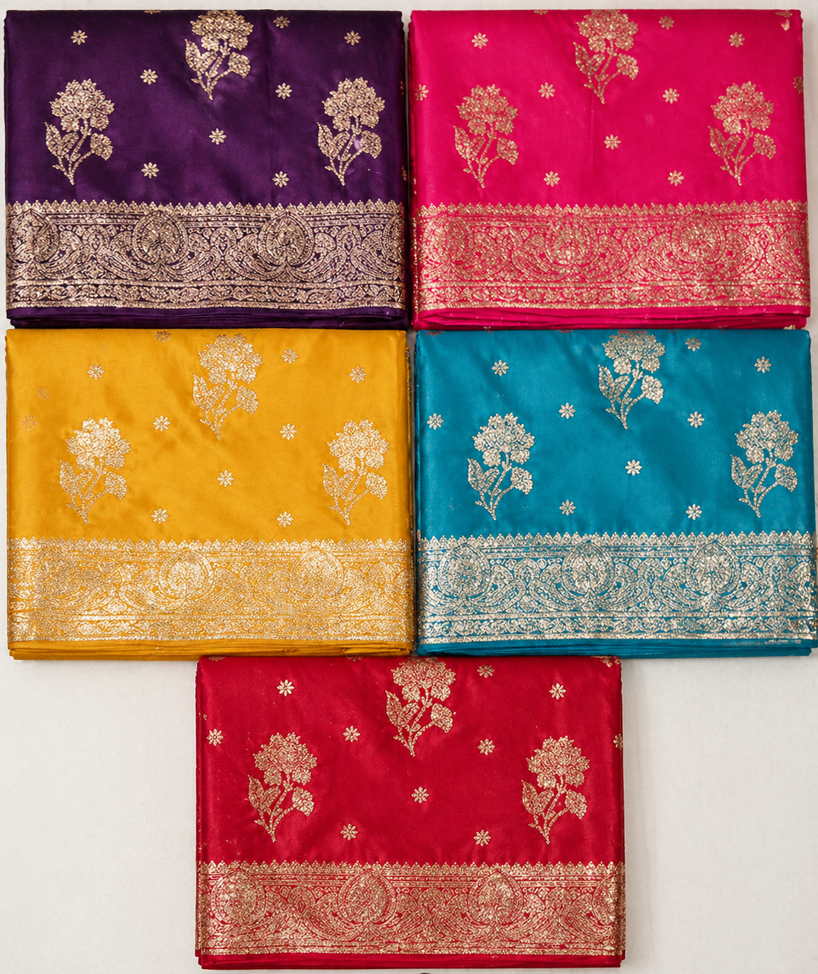 Saree for Women - Satin Silk Floral Zari Work Wedding Saree Collection (MOQ 6 PCS) - M.R. Saree Emporium