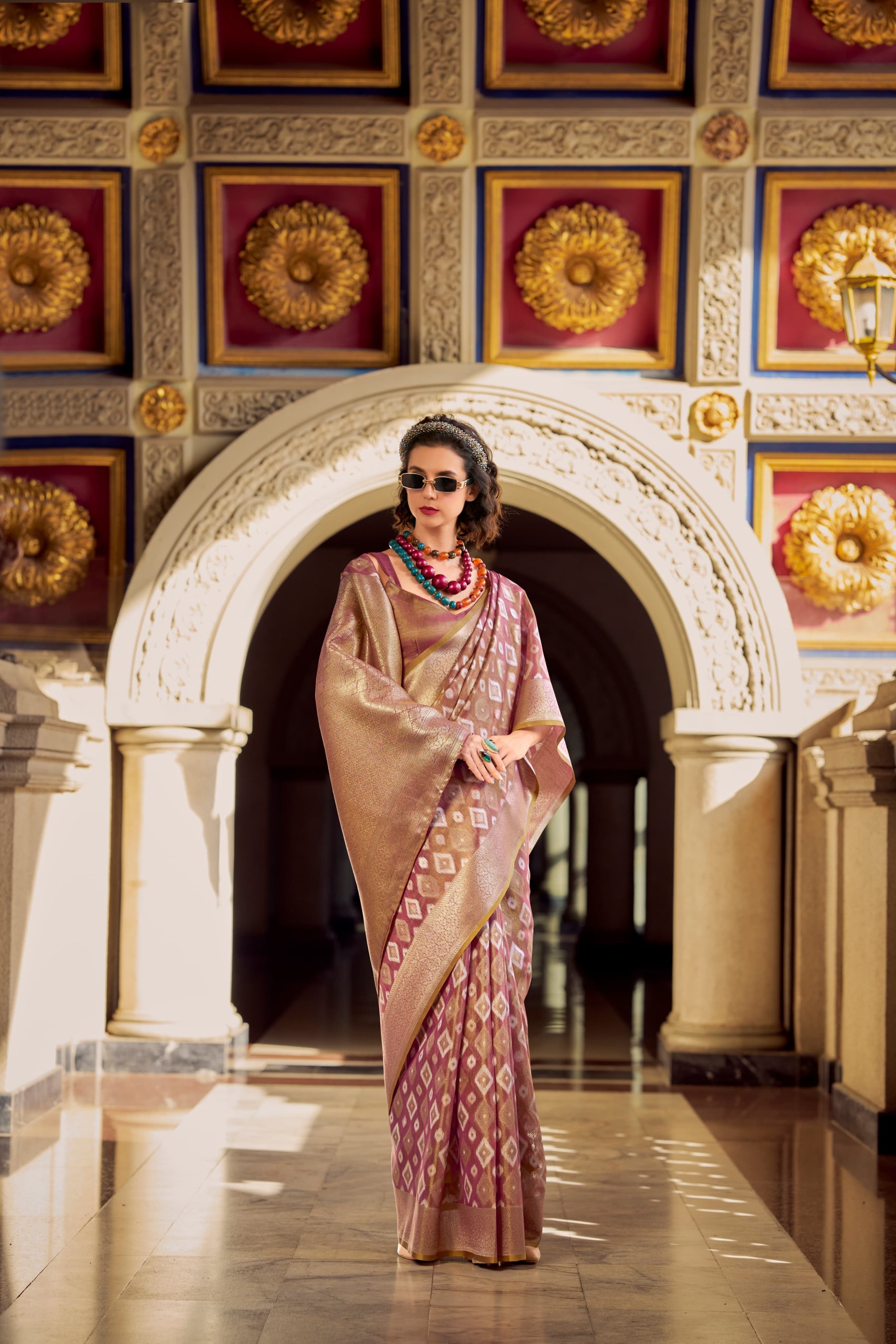 RajPath Fabrics Goldmine Tissue Silk Designer Saree - 6 Pcs Wholesale Set