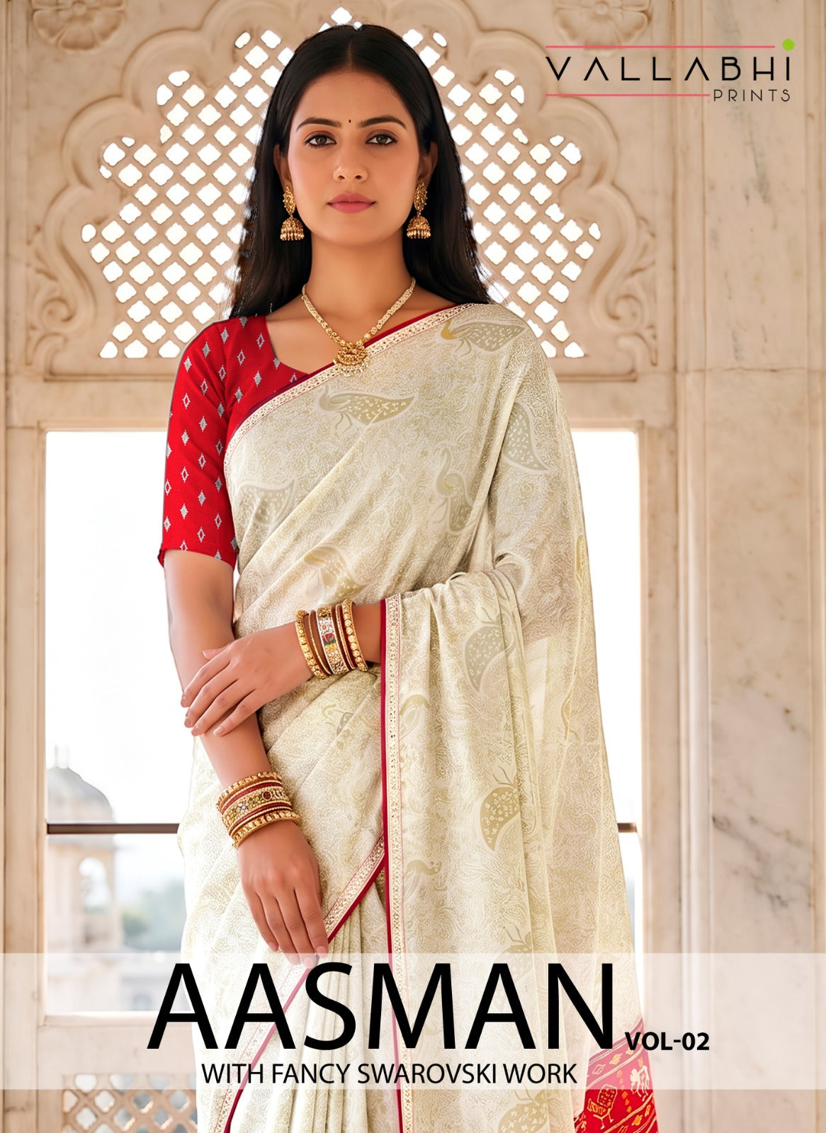 Vallabhi Aasman Vol-02 Moss Fabric Fancy Saree Set - Swarovski Work Designer Party Wear Sarees - 6 PCS - M.R. Saree Emporium