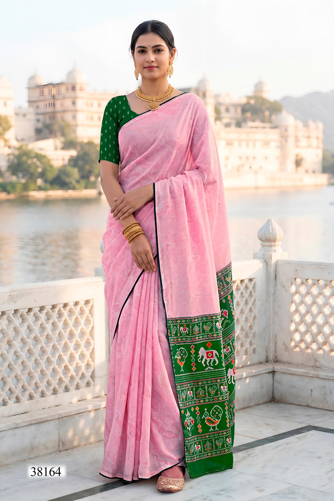 Vallabhi Aasman Vol-02 Moss Fabric Fancy Saree Set - Swarovski Work Designer Party Wear Sarees - 6 PCS - M.R. Saree Emporium
